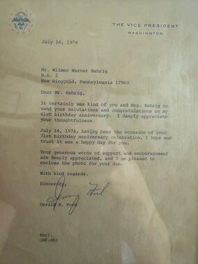 Gerald Ford Typed autographed Letter Signed as Vice President July 16, 1974